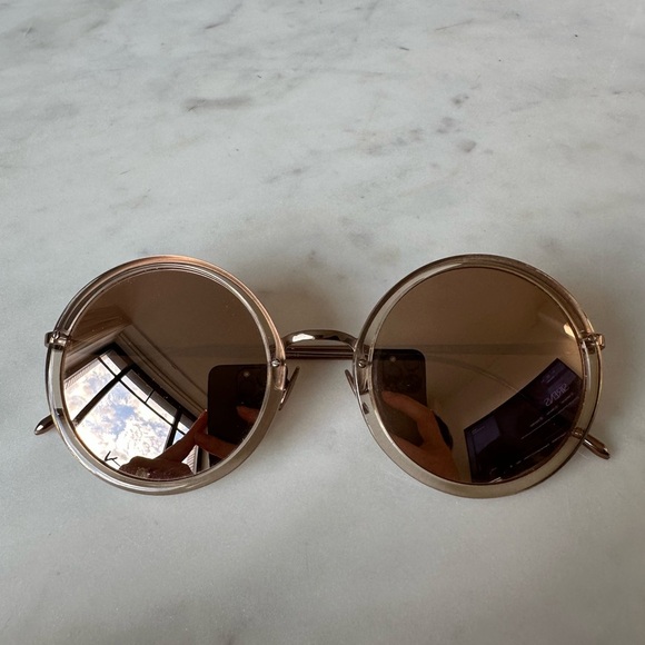 Round Linda Farrow Rose Gold Sunglasses